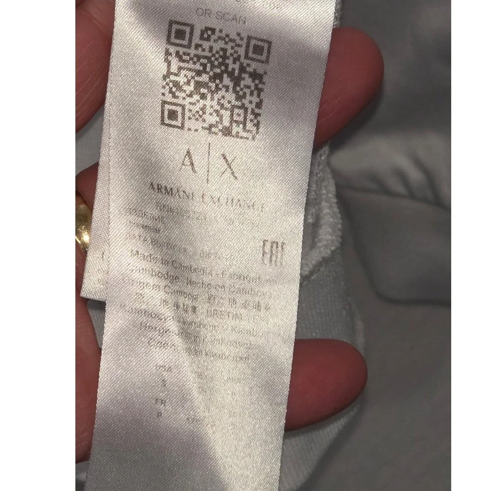 Armani Exchange Mens White Logo Tape Zip Up Track Jacket Hoodie S Small